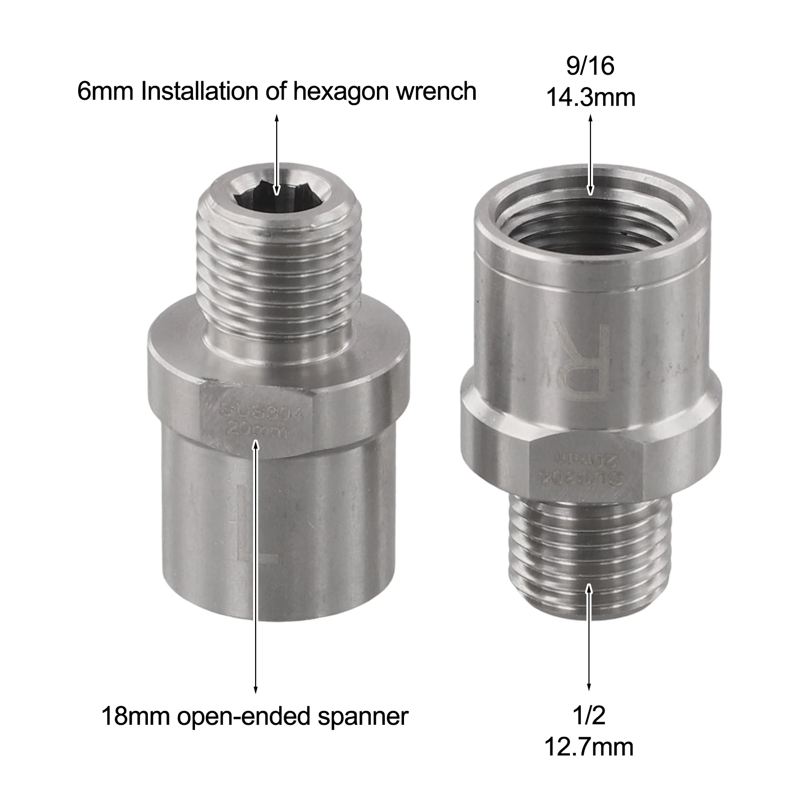Bicycle Pedal Adapter Pair for 9/16 Inch Pedals and 1/2 Inch Cranks Made of Stainless Steel Increases Pedal Distance by 20mm
Bicycle Pedal Adapter Pair for 9/16 Inch Pedals and 1/2 Inch Cranks Made of Stainless Steel Increases Pedal Distance by 20mm