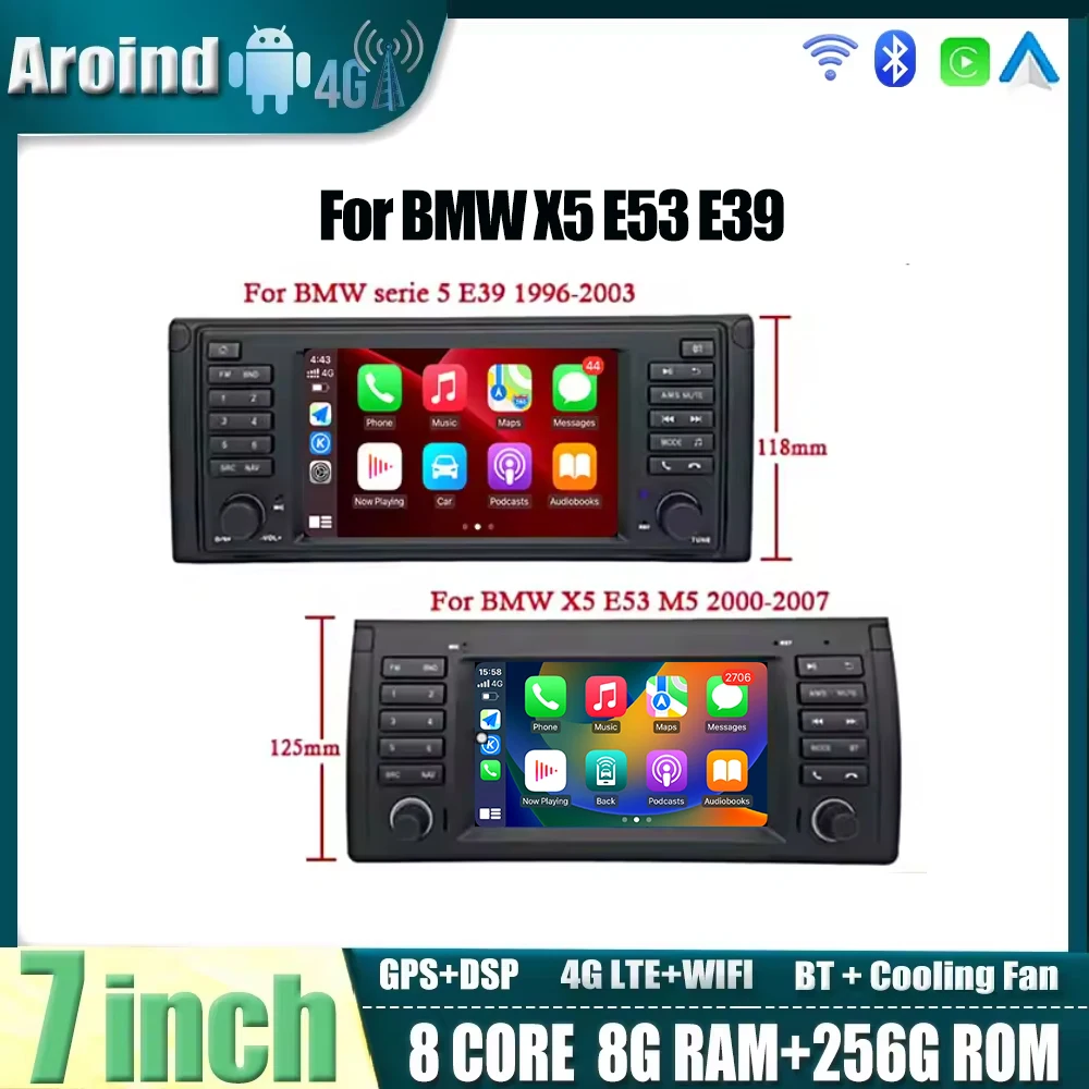 7" For BMW X5 E53 E39 Car Radio Multimedia Navigation GPS Carplay No 2din Stereo Android OS WIFI DSP Touch Screen Bluetooth FM
7" For BMW X5 E53 E39 Car Radio Multimedia Navigation GPS Carplay No 2din Stereo Android OS WIFI DSP Touch Screen Bluetooth FM