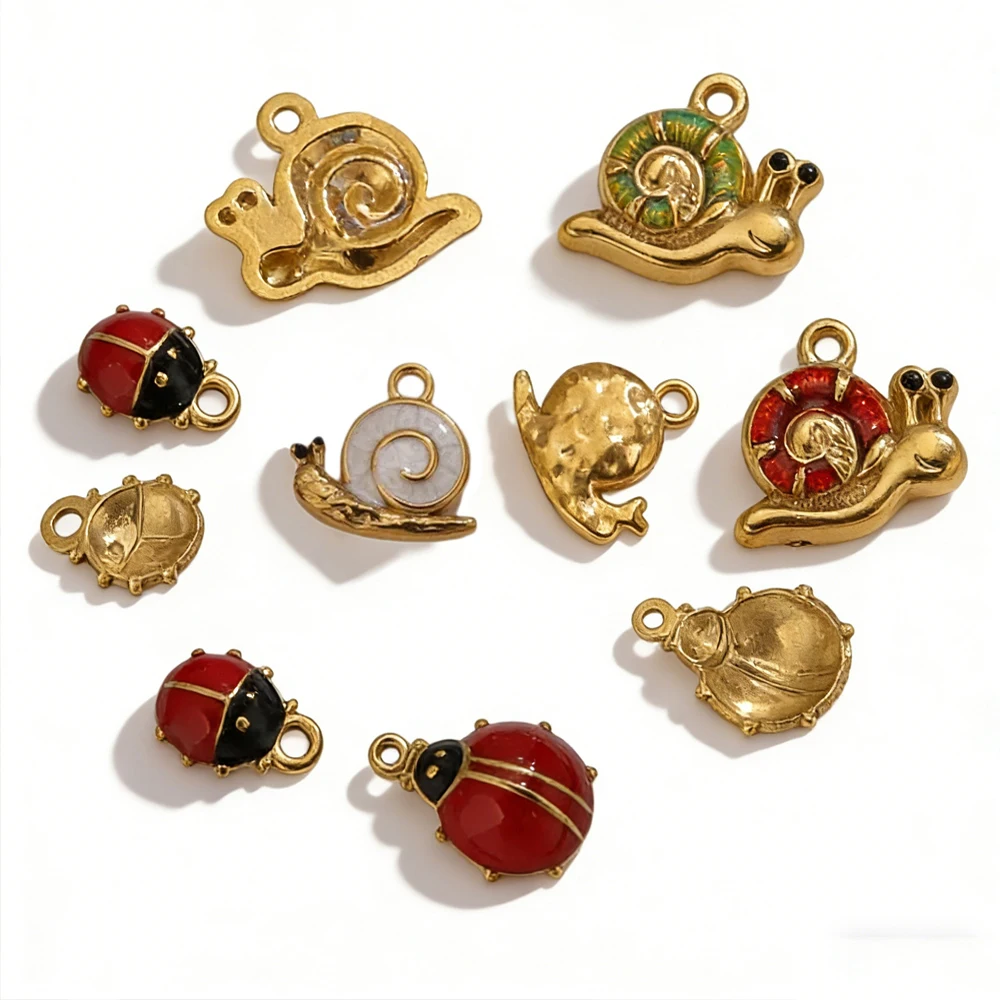 5PCS Enamel Snail Ladybug Charms Insect Animal Pendants 18K Gold Stainless Steel for DIY Necklace Bracelet Jewelry Making Wholes
5PCS Enamel Snail Ladybug Charms Insect Animal Pendants 18K Gold Stainless Steel for DIY Necklace Bracelet Jewelry Making Wholes