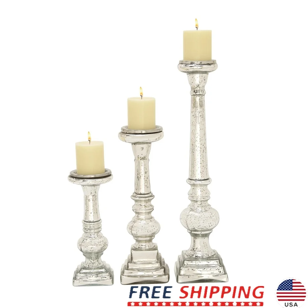 Handmade Silver Glass Pillar Candle Holder Set of 3 Unique Decorative Candle Stands Home Tabletop Centerpiece Elegant Indoor
Handmade Silver Glass Pillar Candle Holder Set of 3 Unique Decorative Candle Stands Home Tabletop Centerpiece Elegant Indoor