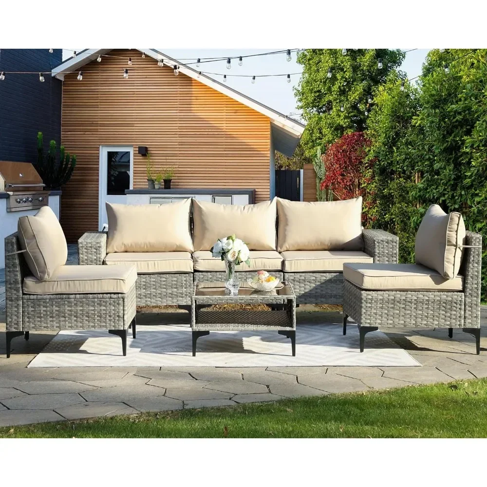6-piece Garden Furniture Set, Conversation Set, Outdoor Segmented Sofa, Garden Home Set with Thickened Cushion
6-piece Garden Furniture Set, Conversation Set, Outdoor Segmented Sofa, Garden Home Set with Thickened Cushion