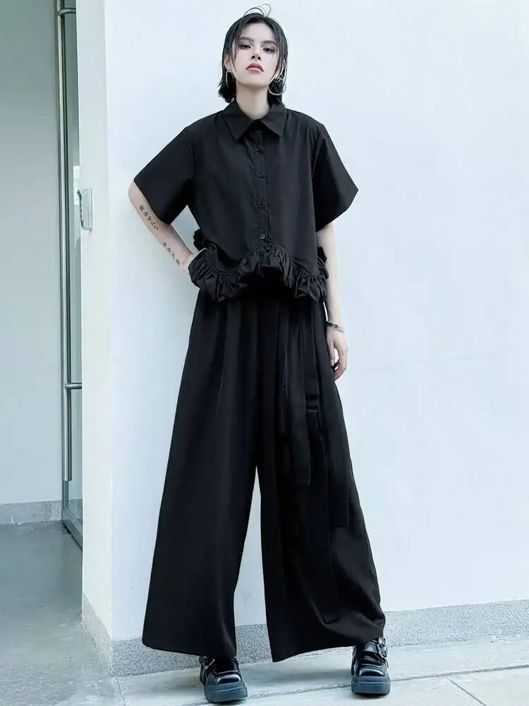 Waist High Elastic Black Buckle Spliced Long Wide Leg Pants New Trousers Women Fashion Spring Autumn 2026 BB25
Waist High Elastic Black Buckle Spliced Long Wide Leg Pants New Trousers Women Fashion Spring Autumn 2026 BB25