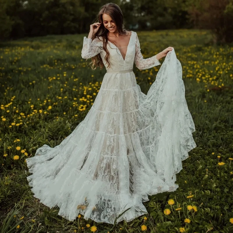 Wedding Dresses V-Neck Backless A-Line Sexy Bridal Gowns Lace Appliques Robes 2024 Vintage Vestidos De Novia Exquisite 2024
Wedding Dresses V-Neck Backless A-Line Sexy Bridal Gowns Lace Appliques Robes 2024 Vintage Vestidos De Novia Exquisite 2024