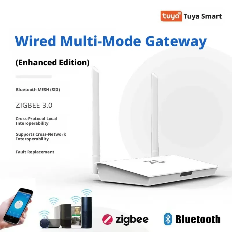 Tuya Intelligent X5 Project Zigbee Gateway Wired Multimode Bluetooth Mesh Enhanced Edition Supports Cross Gateway Linkage
Tuya Intelligent X5 Project Zigbee Gateway Wired Multimode Bluetooth Mesh Enhanced Edition Supports Cross Gateway Linkage