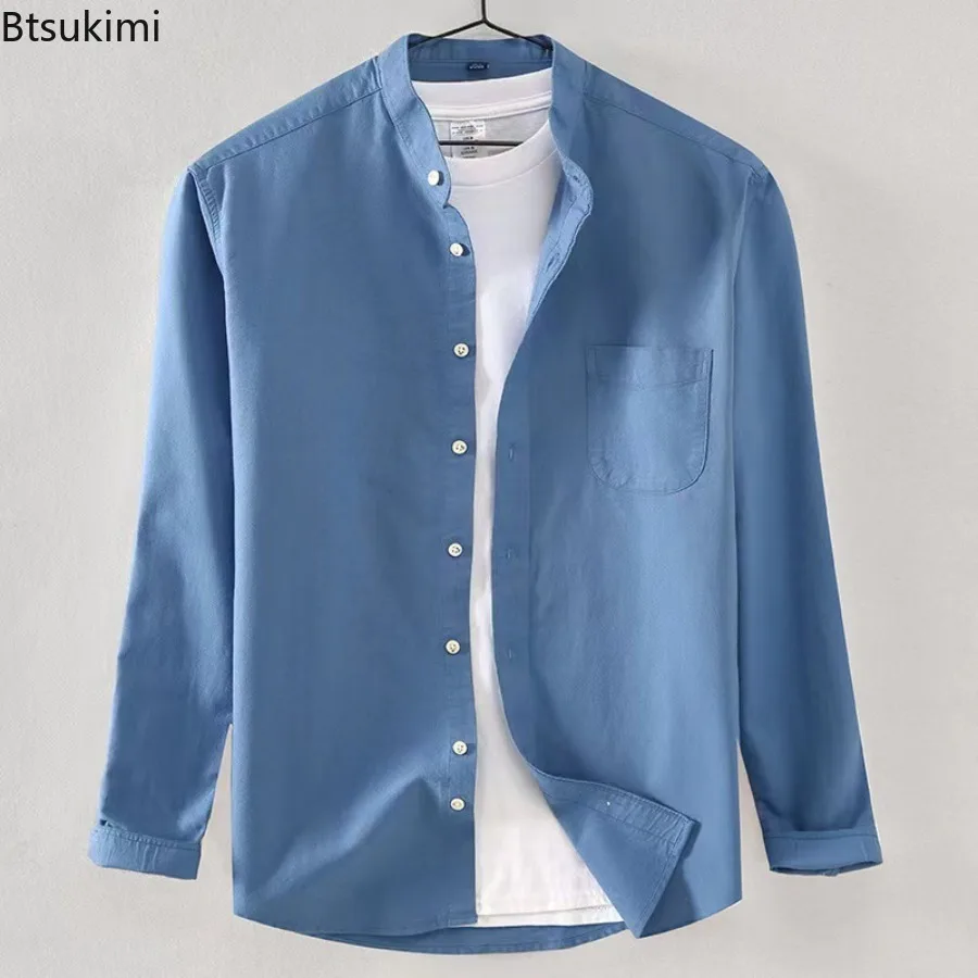 New Men's 100% Cotton Stand Collar Shirt All-match Long Sleeve Tops 2025 Spring Autumn Solid Casual Shirt Jacket Male Streetwear
New Men's 100% Cotton Stand Collar Shirt All-match Long Sleeve Tops 2025 Spring Autumn Solid Casual Shirt Jacket Male Streetwear