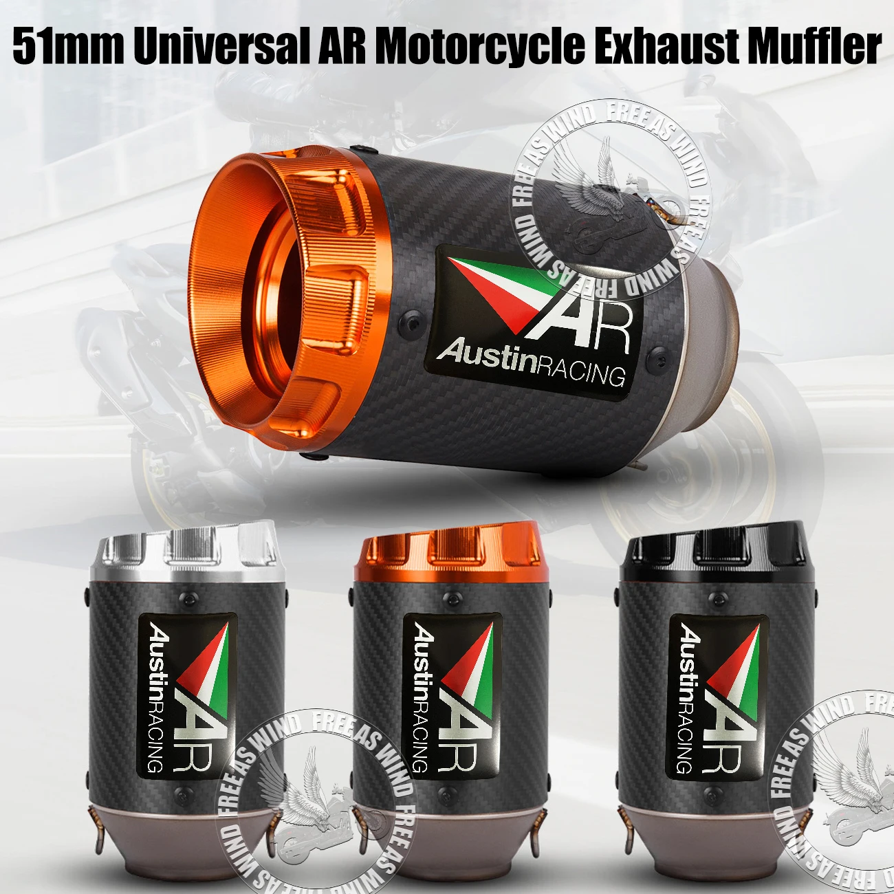 51mm Universal AR Carbon Fiber Motorcycle Exhaust Muffler Escape For Kawasaki250-1000 CB300R R3 R6 MT07 09 DUKE390 ZX6R S1000RR
51mm Universal AR Carbon Fiber Motorcycle Exhaust Muffler Escape For Kawasaki250-1000 CB300R R3 R6 MT07 09 DUKE390 ZX6R S1000RR