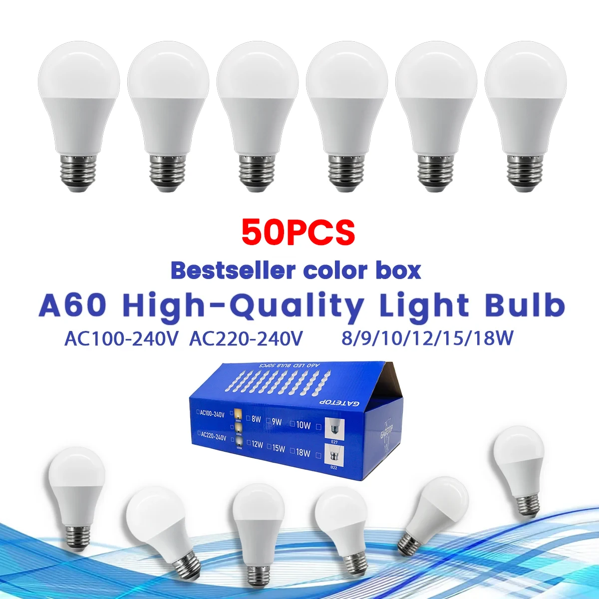 Набор из 50 светодиодных ламп Gatetop E27, AC220V/120V, мощность 18W/15W/12W/10W/9W/8W, без мерцания, для спальни
Набор из 50 светодиодных ламп Gatetop E27, AC220V/120V, мощность 18W/15W/12W/10W/9W/8W, без мерцания, для спальни