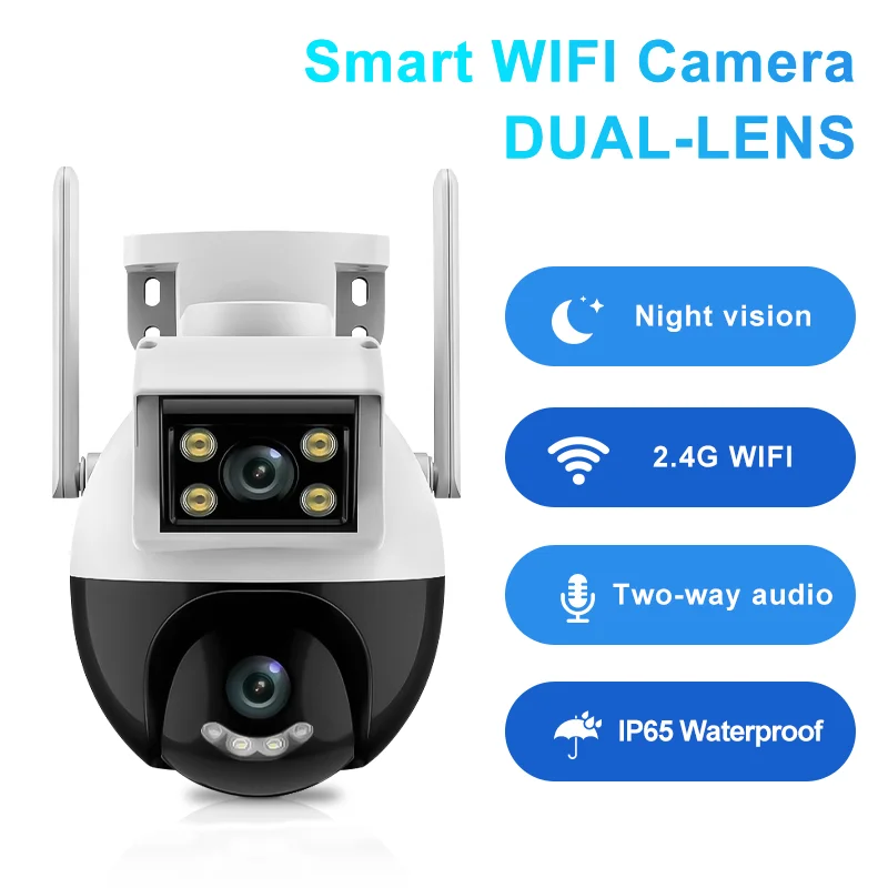 WIFI IP Camera PTZ Dual Lens Dual Screen Manual Detection Full Color Night Vision Outdoor Security Surveillance Camera
WIFI IP Camera PTZ Dual Lens Dual Screen Manual Detection Full Color Night Vision Outdoor Security Surveillance Camera