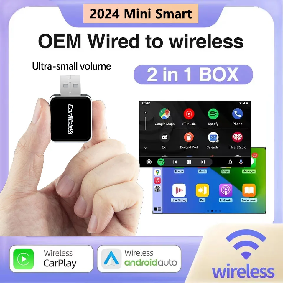 New 2 In1 Carplay& Android Auto Mini Box Wireless Carplay Adapter Wired to Wireless Carplay For USB/Type C Dongle Plug And Play
New 2 In1 Carplay& Android Auto Mini Box Wireless Carplay Adapter Wired to Wireless Carplay For USB/Type C Dongle Plug And Play