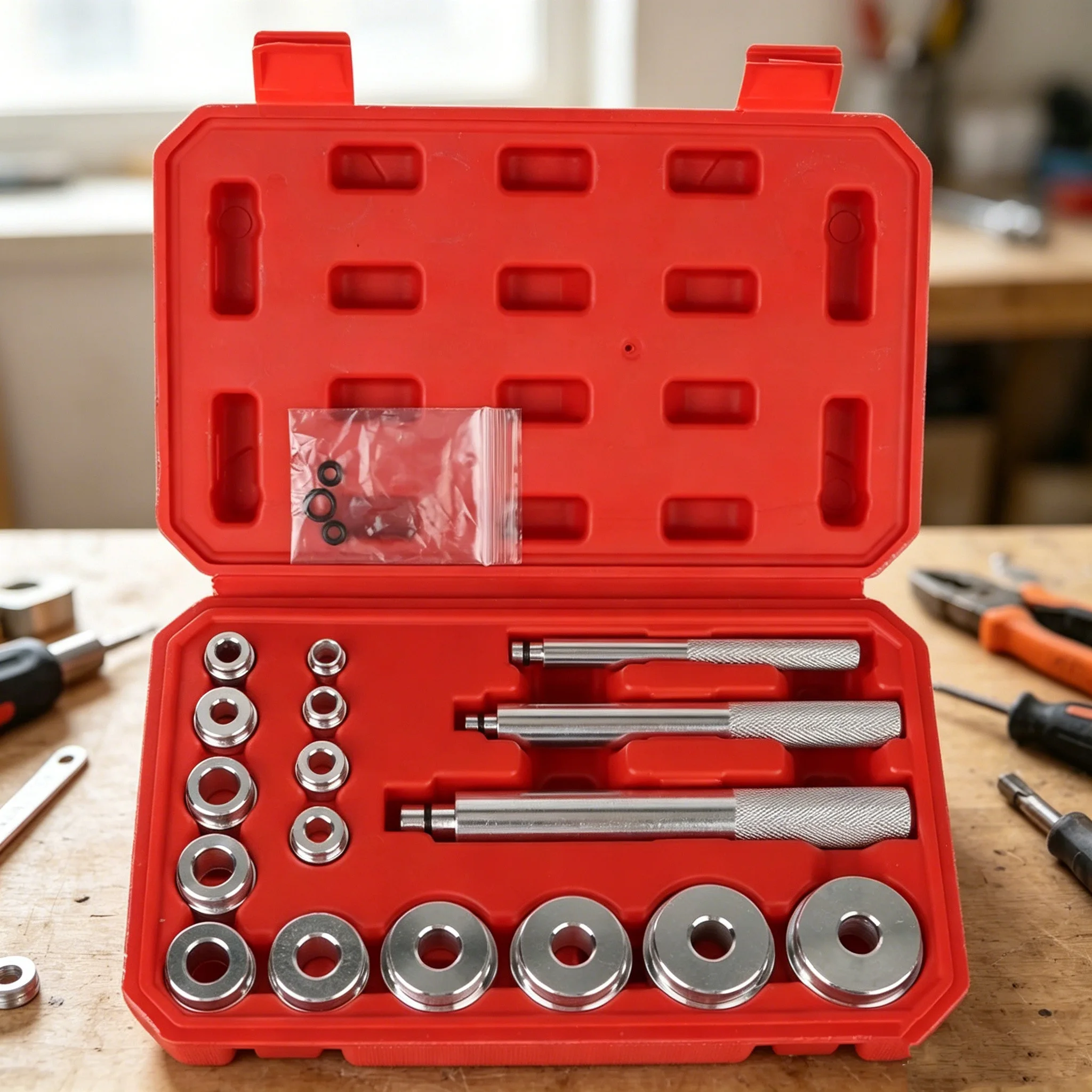 Bearing Disassembly Tool Repair Kit 17 Pcs/Set Seal Driver Installer Remover Automotive Tools Aluminum wheel bearing kit
Bearing Disassembly Tool Repair Kit 17 Pcs/Set Seal Driver Installer Remover Automotive Tools Aluminum wheel bearing kit