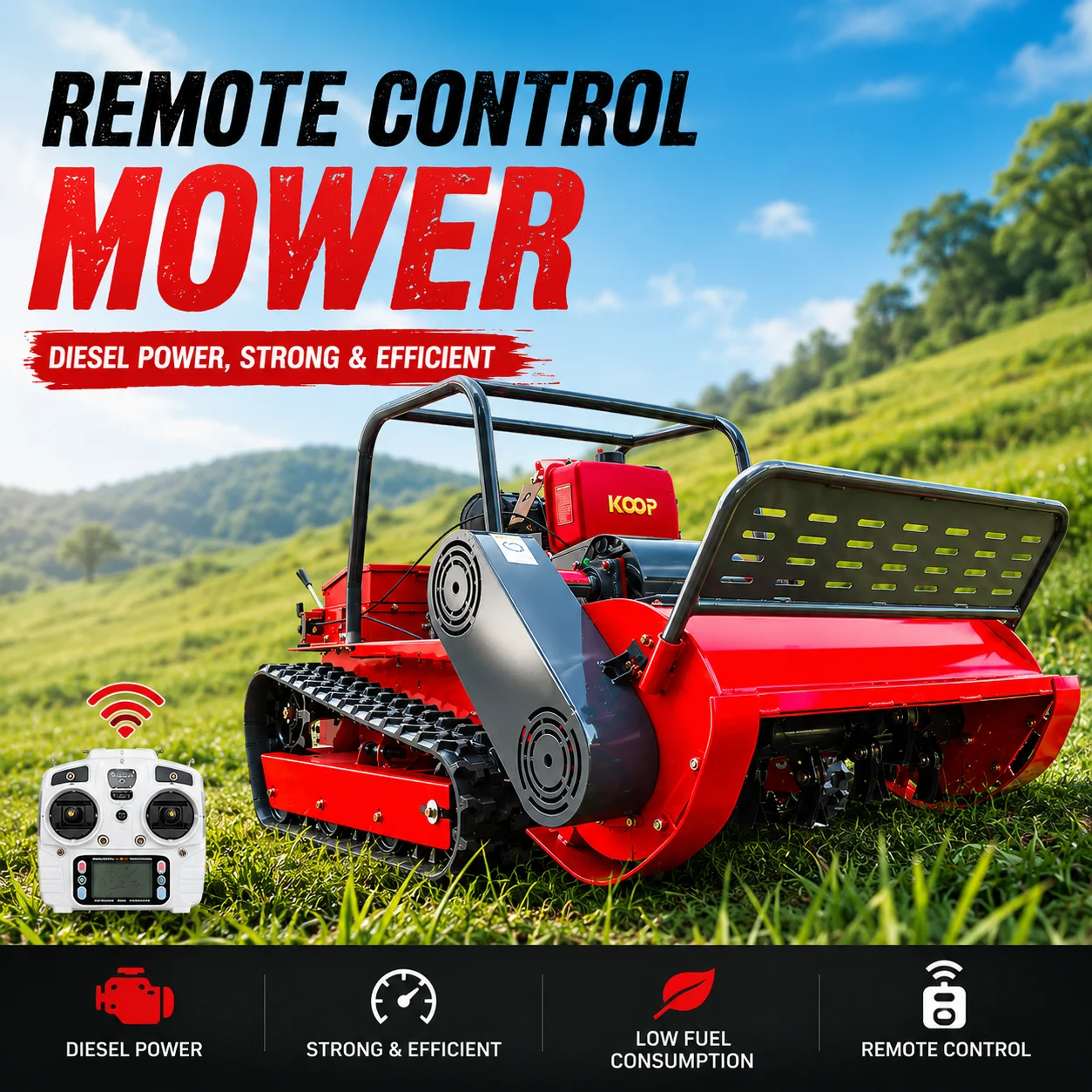 Customized Slim Crawler Lawn Mower Low Gravity Remote Control Anti Rollover Climbing Weeder Safe Working
Customized Slim Crawler Lawn Mower Low Gravity Remote Control Anti Rollover Climbing Weeder Safe Working