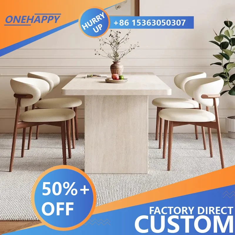 Any Size Custom Mid Century Retro Travertine Dining Set Solid Wood Upholstered Chairs Stable Load Family Home Dining Furniture
Any Size Custom Mid Century Retro Travertine Dining Set Solid Wood Upholstered Chairs Stable Load Family Home Dining Furniture