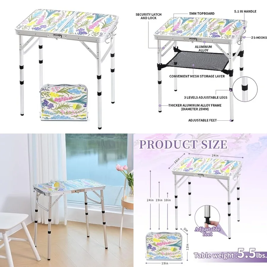 Folding Camping Table 2Feet Portable Pinic Table Adjustable Height Small Card Table Aluminum Foldable Lightweight with Carry Ha
Folding Camping Table 2Feet Portable Pinic Table Adjustable Height Small Card Table Aluminum Foldable Lightweight with Carry Ha