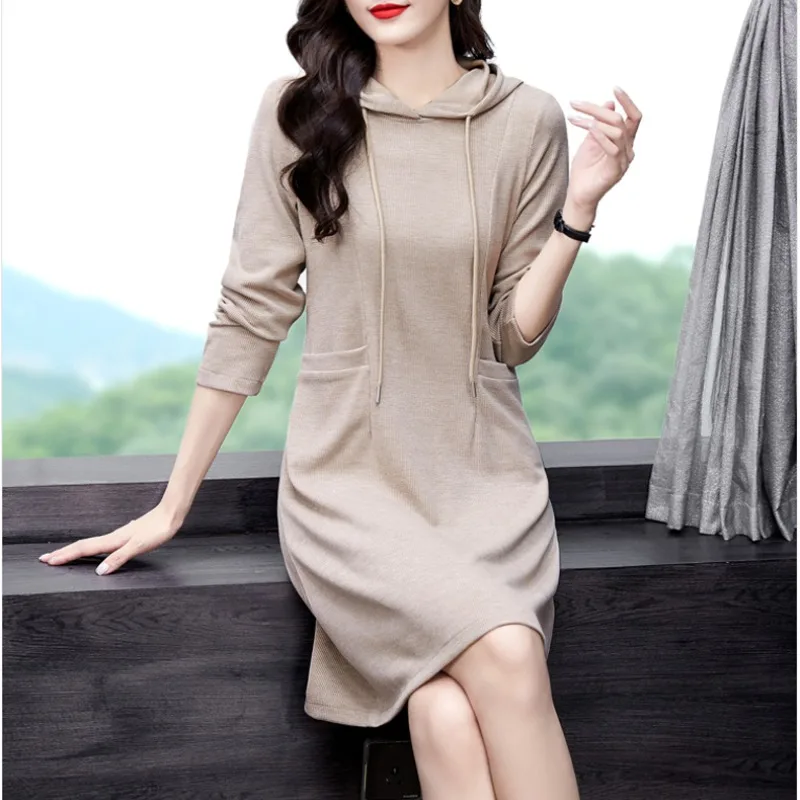 Women's 2024 Spring and Autumn Casual Loose Solid Color Hooded Dress New Lace Pocket Fashion Casual Versatile Long Sleeved Dress
Women's 2024 Spring and Autumn Casual Loose Solid Color Hooded Dress New Lace Pocket Fashion Casual Versatile Long Sleeved Dress
