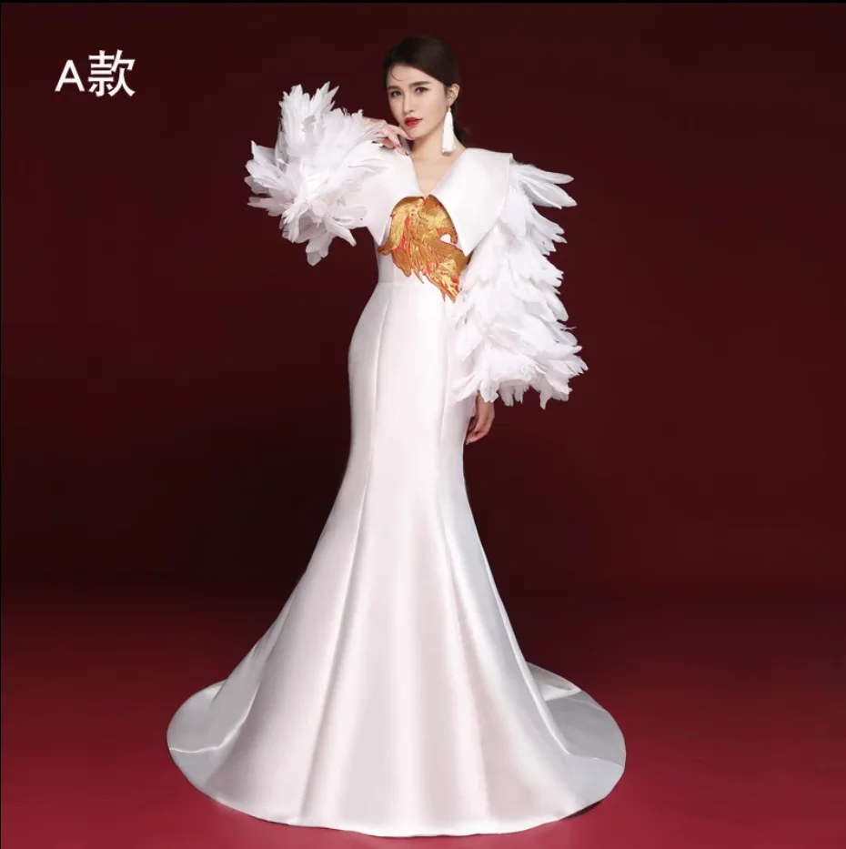 White Long Dresses for prom Women's Qipao dignified and atmospheric runway style
White Long Dresses for prom Women's Qipao dignified and atmospheric runway style