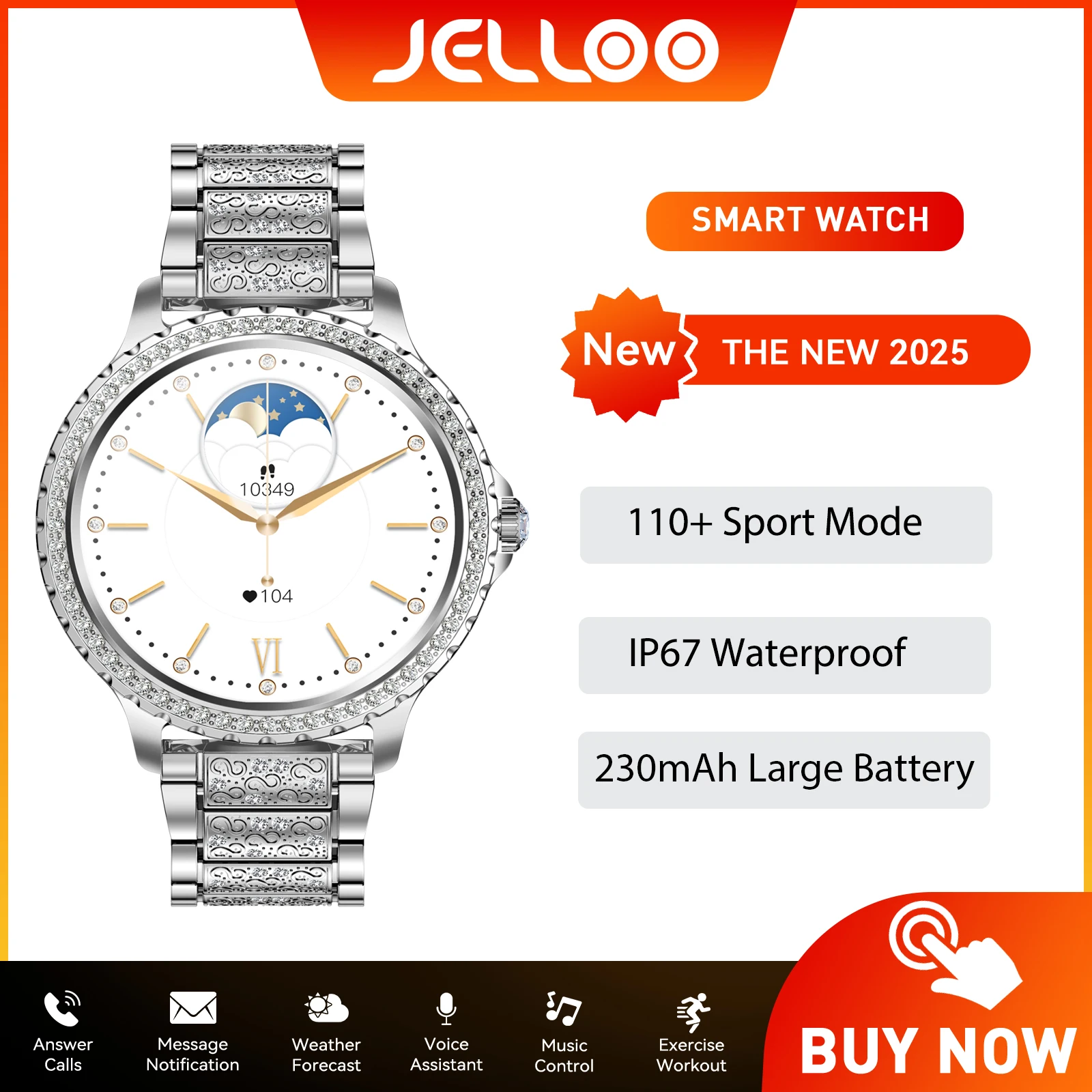 JELLOO Смарт-часы для женщин с бриллиантами, отвечающими/сделайте вызов с 1,32-дюймовым IPS-трекером активности с монитором сердечного ритма и сна, циферблаты «сделай сам»
JELLOO Смарт-часы для женщин с бриллиантами, отвечающими/сделайте вызов с 1,32-дюймовым IPS-трекером активности с монитором сердечного ритма и сна, циферблаты «сделай сам»