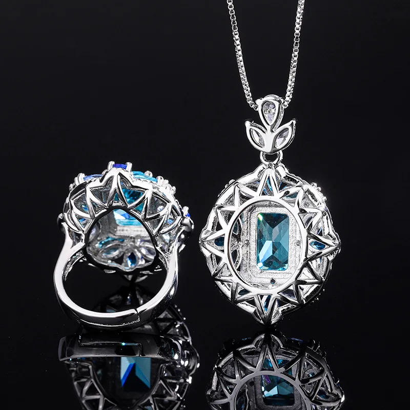 Bilincolor Copper Base Gold-plated Imitation Topaz Blue Ring Necklace Jewelry Set
Bilincolor Copper Base Gold-plated Imitation Topaz Blue Ring Necklace Jewelry Set