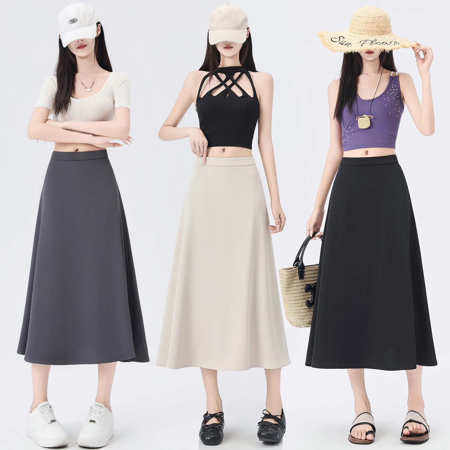 Summer 2026 Women's A-Line Midi Skirt Commute Suit Draped Style Korean Version High Waist Polyester Fiber City Commute
Summer 2026 Women's A-Line Midi Skirt Commute Suit Draped Style Korean Version High Waist Polyester Fiber City Commute