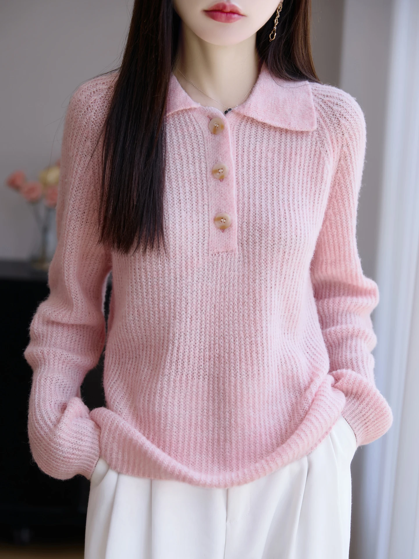 New Women 100% Merino Wool Lapel Button Knit Sweater Solid Color Pullover Warm Skin Friendly Fashionable Autumn Winter Clothing
New Women 100% Merino Wool Lapel Button Knit Sweater Solid Color Pullover Warm Skin Friendly Fashionable Autumn Winter Clothing