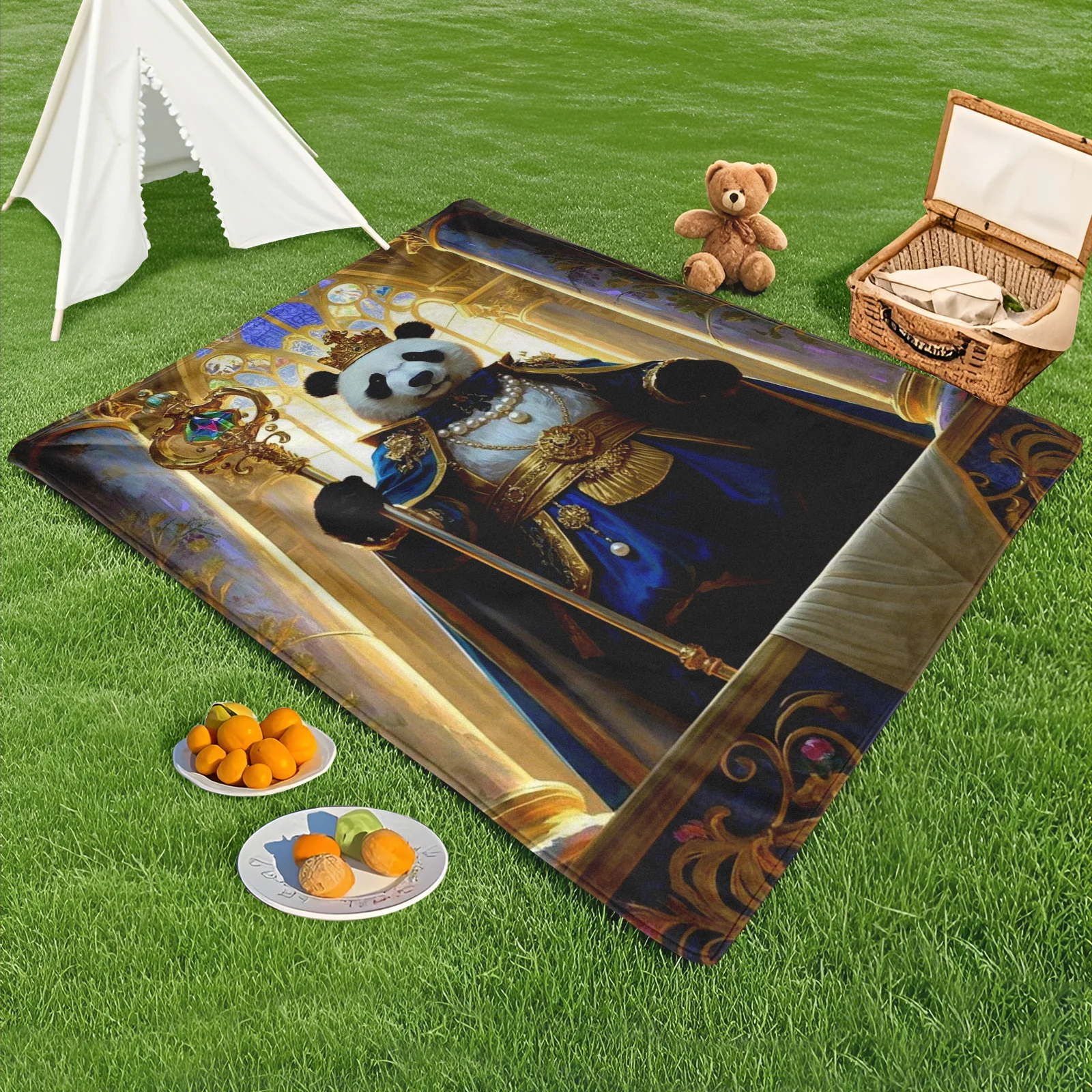 Royal Court Style Panda King With Crown Quirky Outdoor Blanket For Fun And Regal Camping Adventures
Royal Court Style Panda King With Crown Quirky Outdoor Blanket For Fun And Regal Camping Adventures