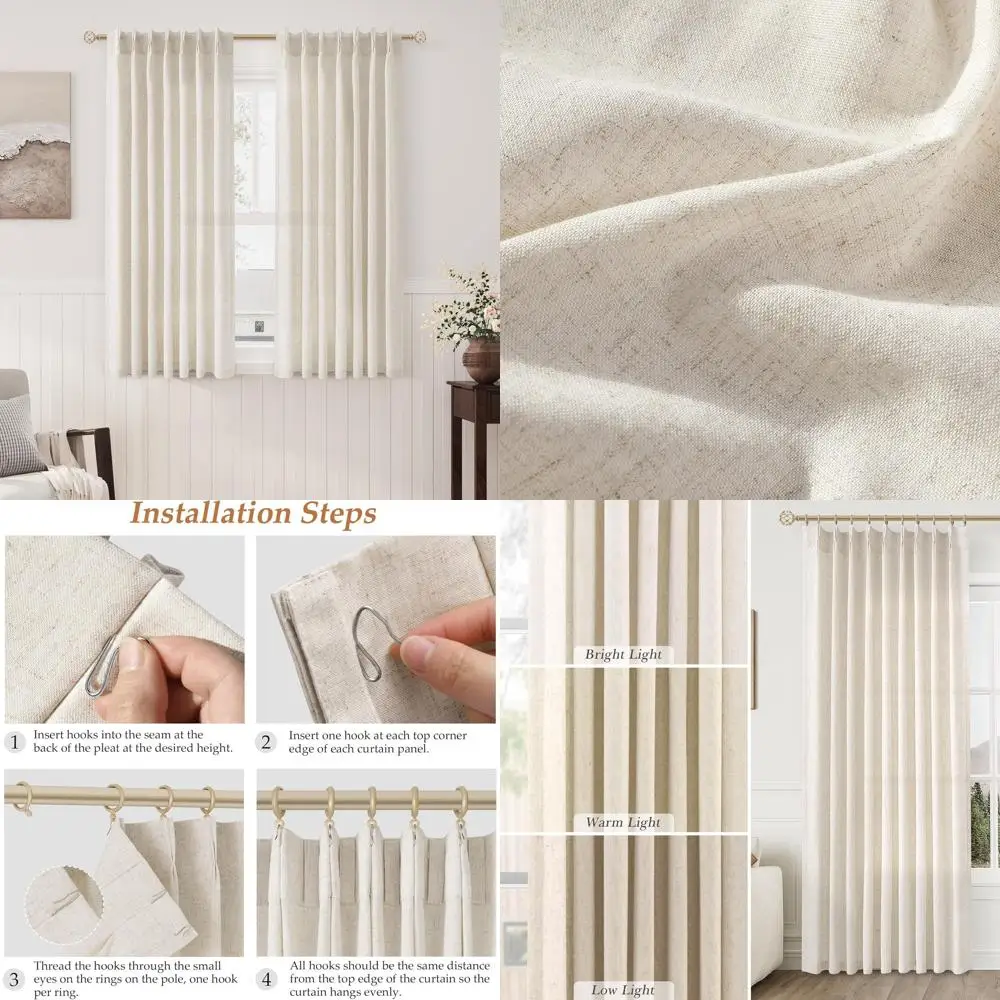 Светофильтрующие полупрозрачные льняные плиссированные шторы в стиле бохо в стиле фермерского дома 45 с крючками для кухни и столовой
Светофильтрующие полупрозрачные льняные плиссированные шторы в стиле бохо в стиле фермерского дома 45 с крючками для кухни и столовой