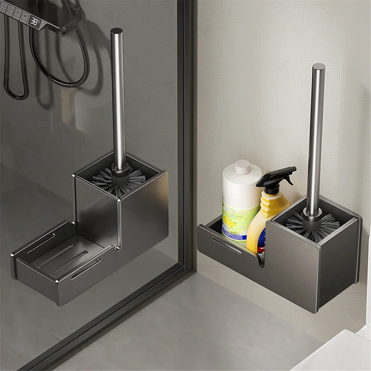 JUF-Toilet Brush Holder Wall Mounted Bathroom Cleaning Brush Aluminum Toilet Brush for Cleaning Storage
JUF-Toilet Brush Holder Wall Mounted Bathroom Cleaning Brush Aluminum Toilet Brush for Cleaning Storage