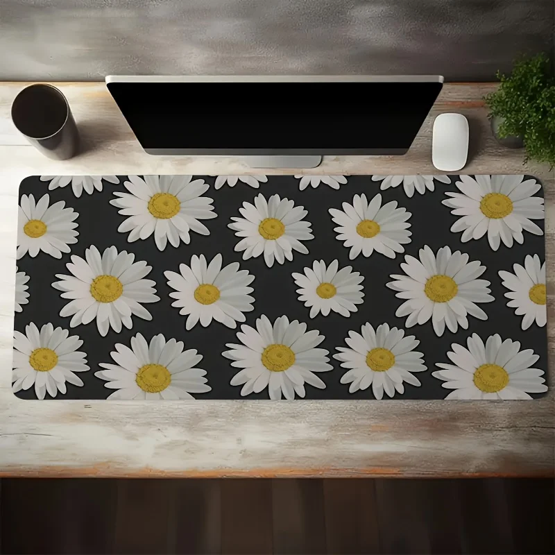 Daisy Pattern Gaming Mouse Pad Rubber Non Slip Desk Mat for PC Computer