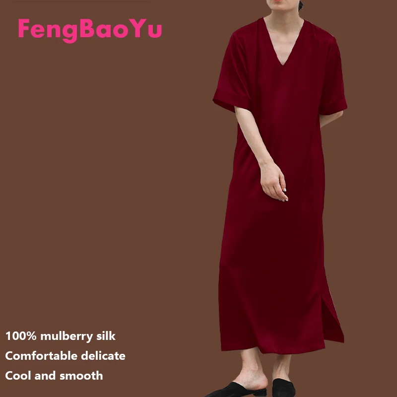 Fengbaoyu Natural Silk Women's Short-Sleeved V-Neck Long Dress with Simple Style, Lustrous and Bright, for Casual Wear
Fengbaoyu Natural Silk Women's Short-Sleeved V-Neck Long Dress with Simple Style, Lustrous and Bright, for Casual Wear