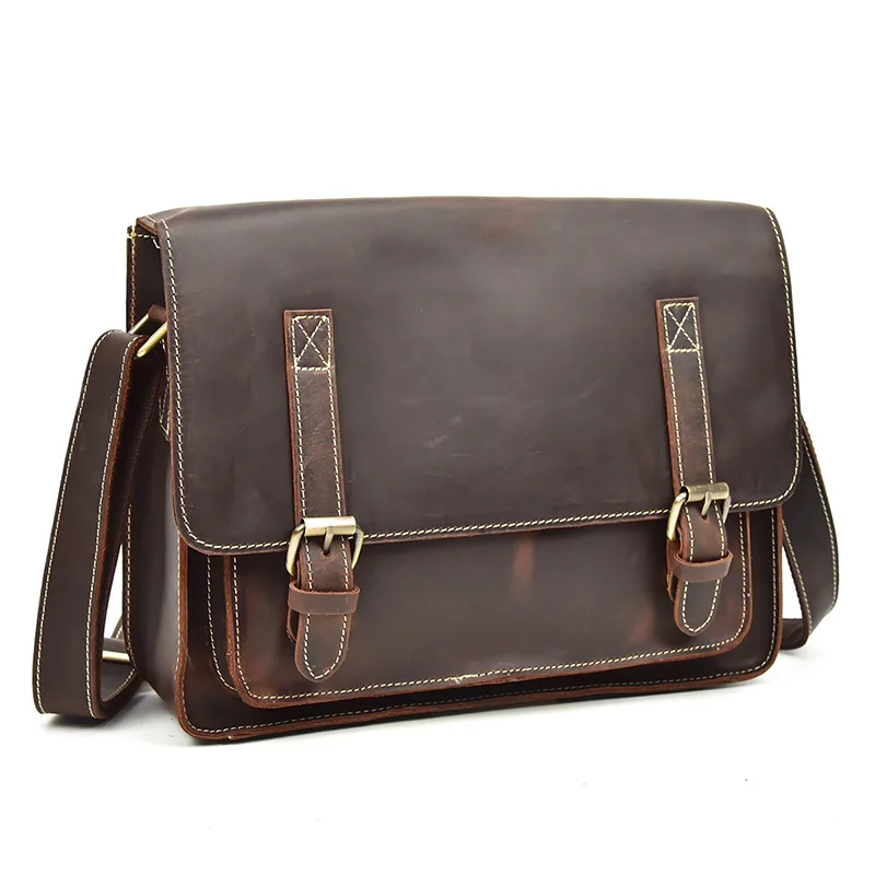 Vintage Genuine Leather Men Shoulder Bags Real Crazy Horse Leather Big Laptop Briefcase A4 Messenger Bag Brown Casual Work Bag
Vintage Genuine Leather Men Shoulder Bags Real Crazy Horse Leather Big Laptop Briefcase A4 Messenger Bag Brown Casual Work Bag