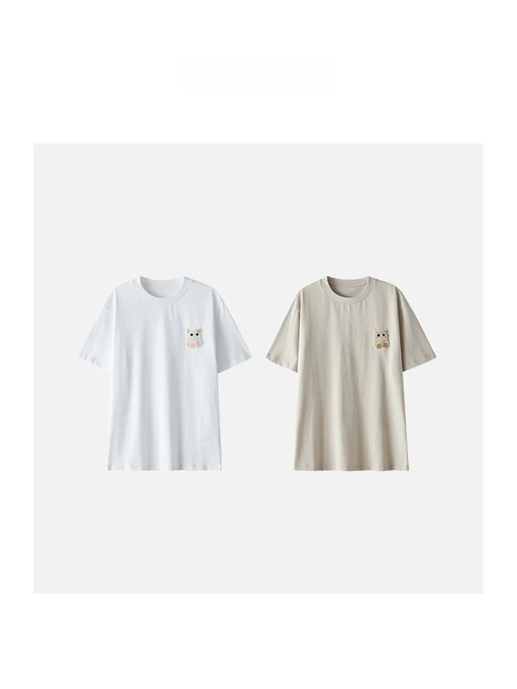 Футболка Jingjing2024 весна-лето с вышивкой совы, хлопок, круглый вырез, приятная к телу, дизайнерская
Футболка Jingjing2024 весна-лето с вышивкой совы, хлопок, круглый вырез, приятная к телу, дизайнерская