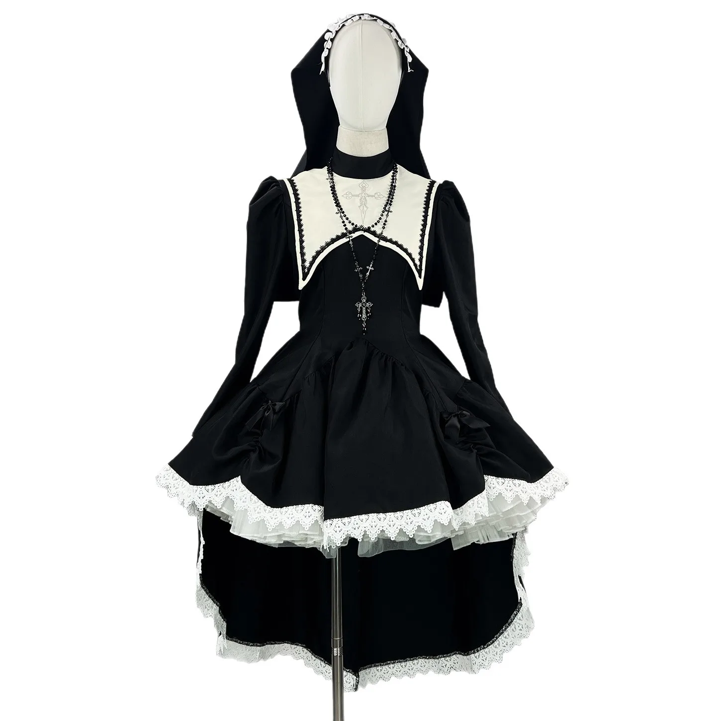S -5XL Black Goth Nun Lolita Dress Cosplay Costume Girl Woman Anime Maid Waiter Dress Trending Party Stage Costumes 
S -5XL Black Goth Nun Lolita Dress Cosplay Costume Girl Woman Anime Maid Waiter Dress Trending Party Stage Costumes