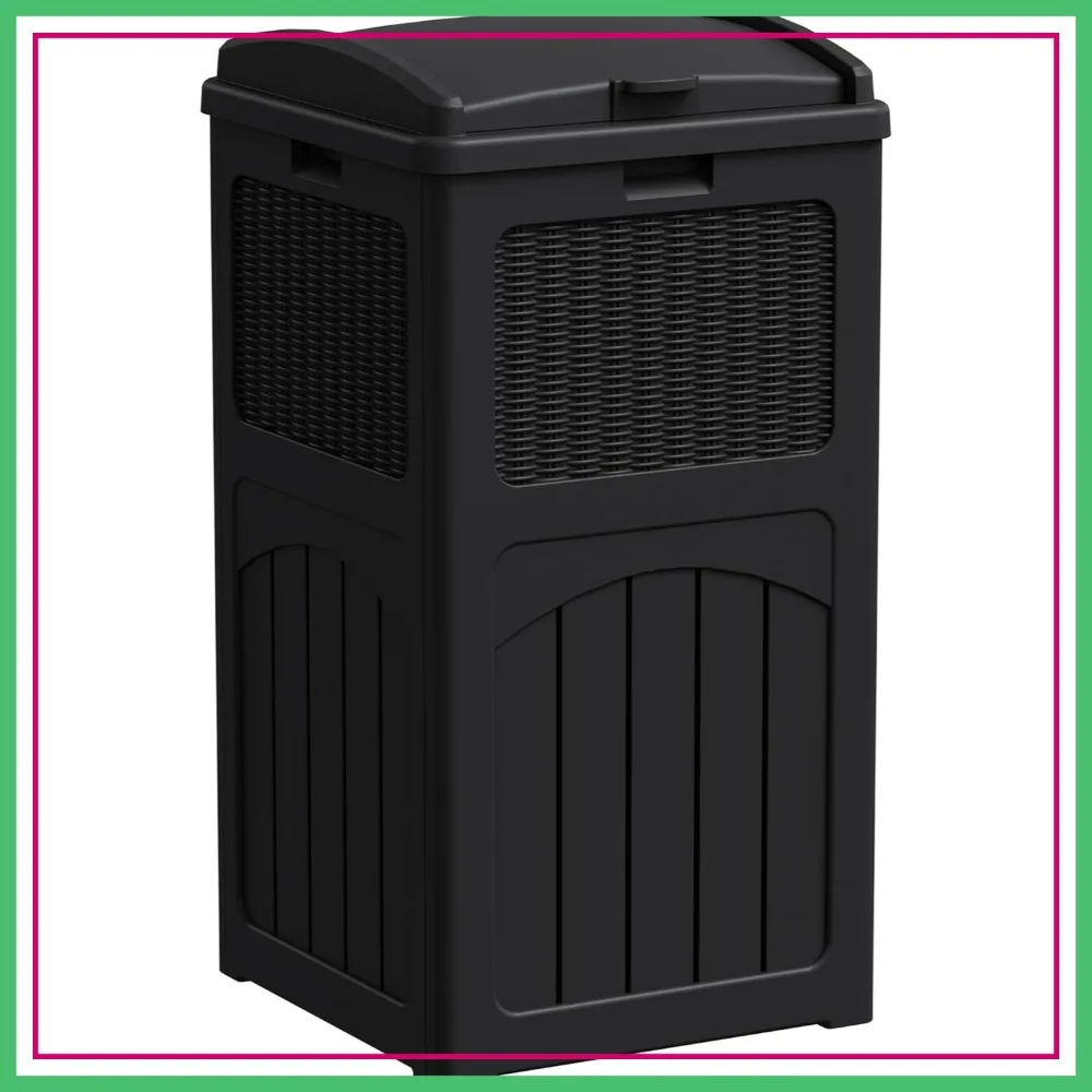 33 Gallon Outdoor Trash Can with Lid, Waterproof Resin Garbage Bin for Patio, Deck, Hideaway, Dark Black
33 Gallon Outdoor Trash Can with Lid, Waterproof Resin Garbage Bin for Patio, Deck, Hideaway, Dark Black