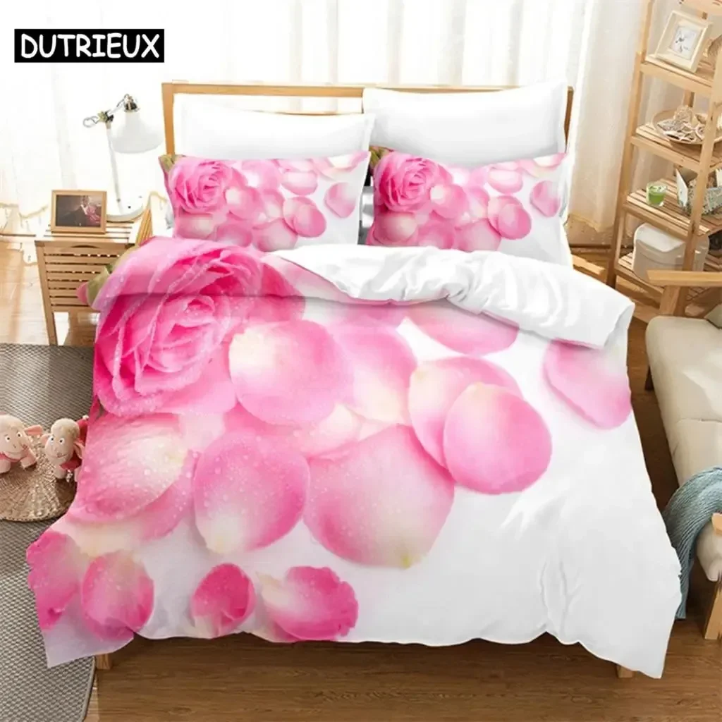 Luxury New 3D Print Pink Rose Comfortable Duvet Quilt Cover Pillowcase Bedding Set Children Bedroom Decoration Home Textile 
Luxury New 3D Print Pink Rose Comfortable Duvet Quilt Cover Pillowcase Bedding Set Children Bedroom Decoration Home Textile
