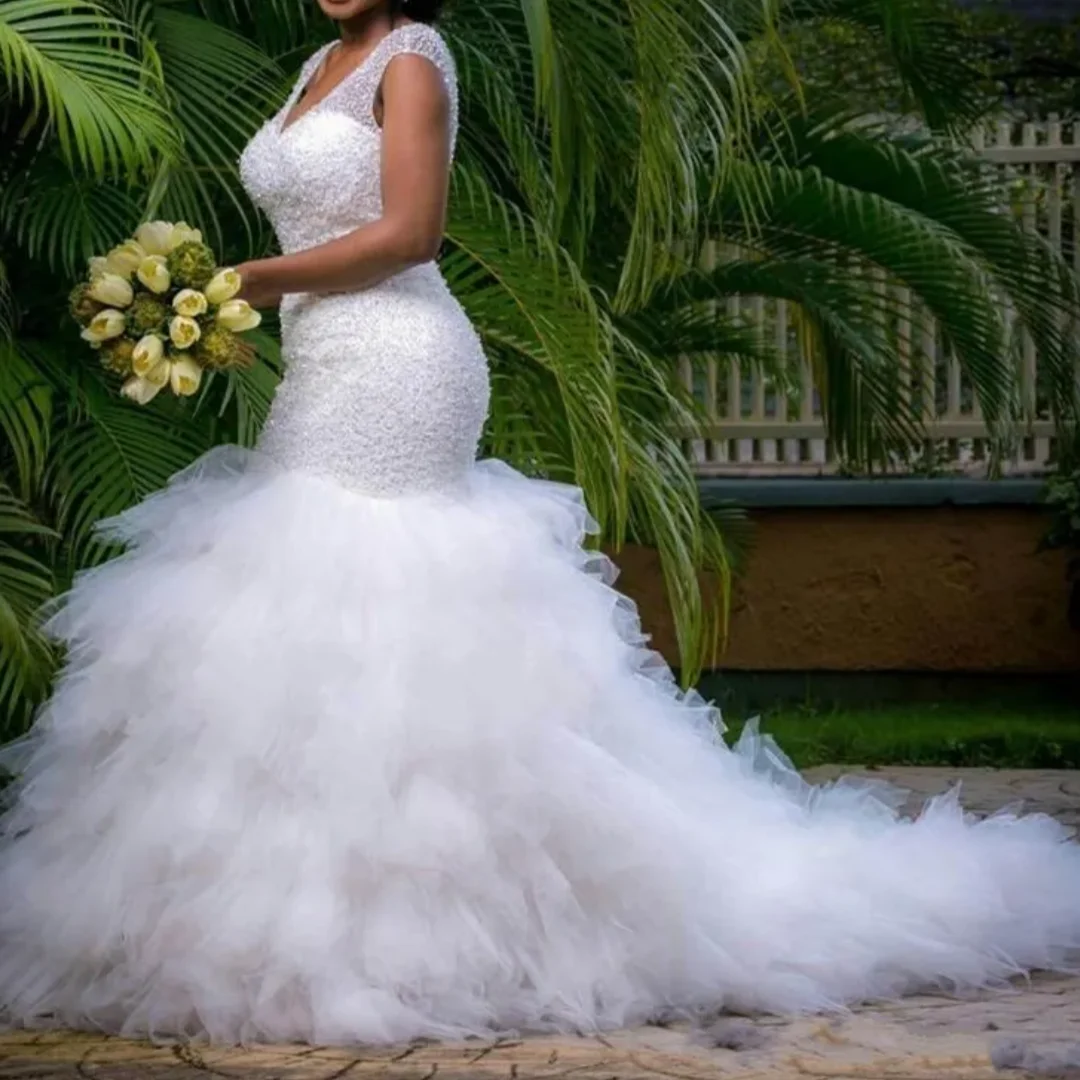 Beading Sheer Deep V Neck Backless Corset Ruffles Wedding Bridal Gowns Vintage Plus Size Mermaid Wedding Dresses Customized
Beading Sheer Deep V Neck Backless Corset Ruffles Wedding Bridal Gowns Vintage Plus Size Mermaid Wedding Dresses Customized