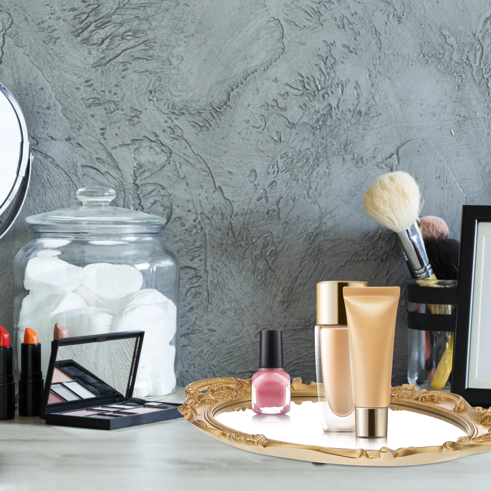 Retro European Mirror Tray Decorative Storage Plate for Bathroom Bedroom Vanity Organizer Gold Color Smooth Texture
Retro European Mirror Tray Decorative Storage Plate for Bathroom Bedroom Vanity Organizer Gold Color Smooth Texture