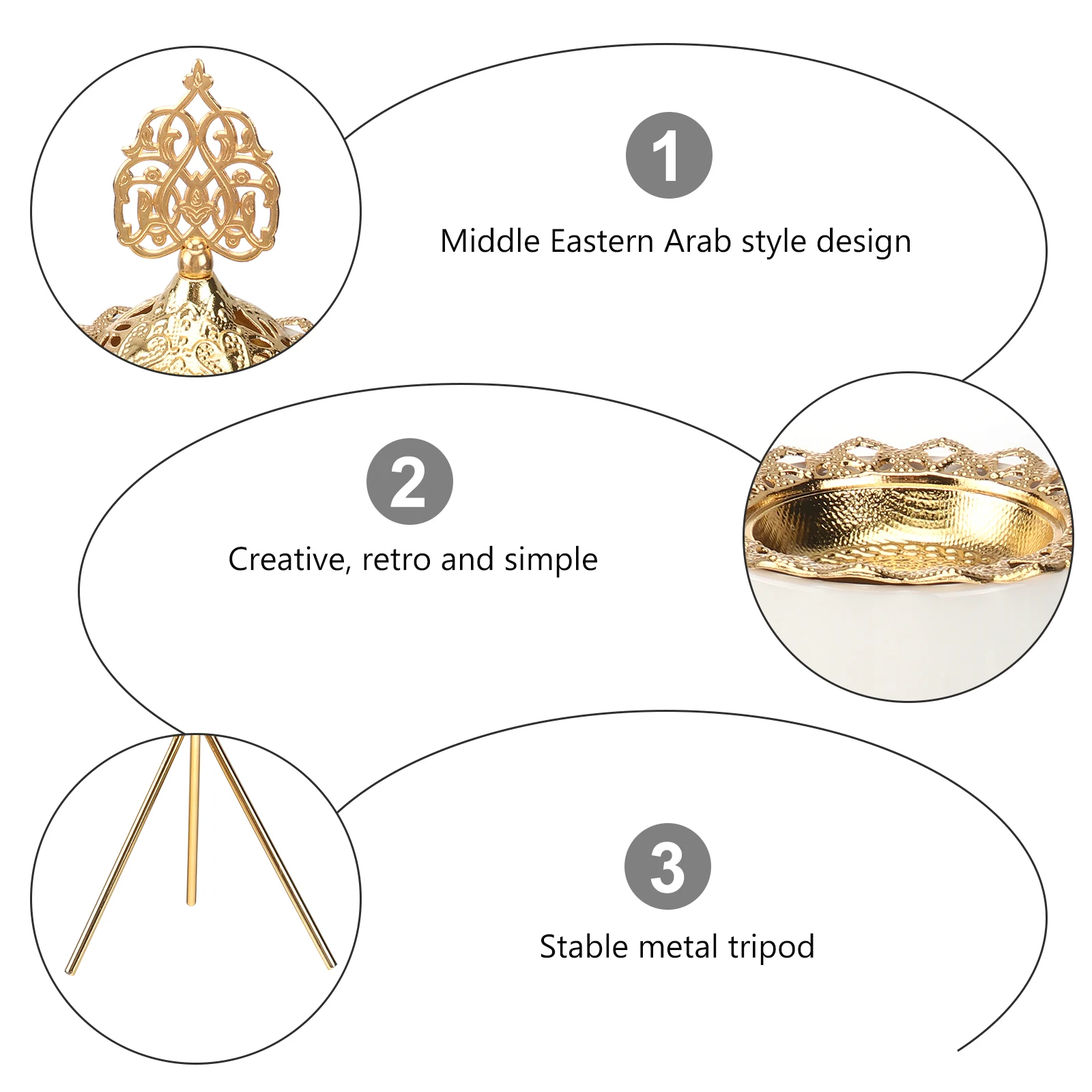 1Pcs Arabic Incense Burner Metal Ceramic Gold Arab Style Censer for Study Bedroom Yoga Aromatherapy Burner Arab Style Censer
1Pcs Arabic Incense Burner Metal Ceramic Gold Arab Style Censer for Study Bedroom Yoga Aromatherapy Burner Arab Style Censer
