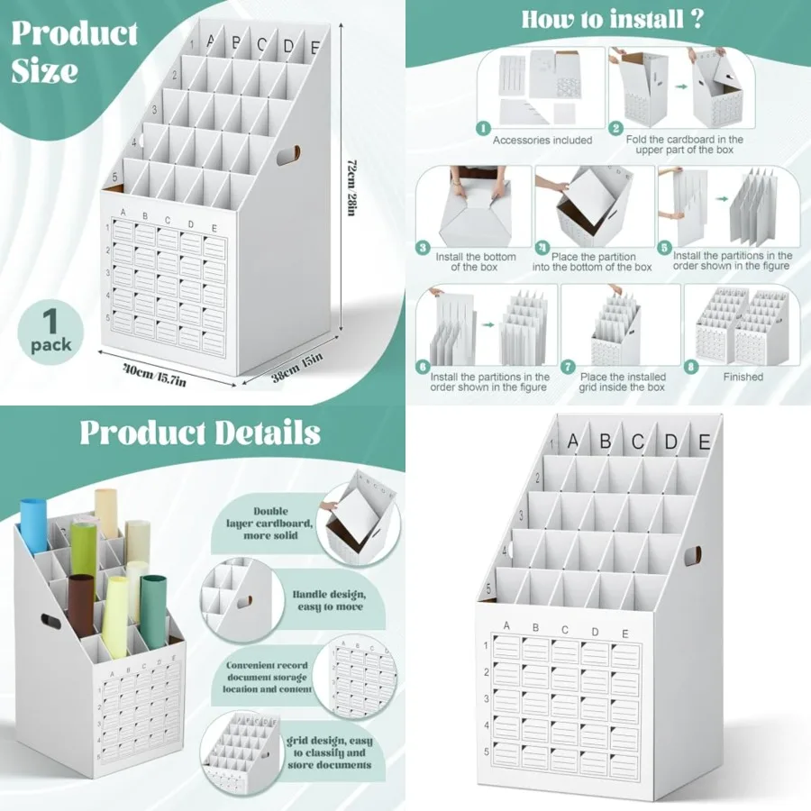 1 Pack 25 Slot Roll File Holder Vertical Blueprint Storage Organizer Corrugated Cardboard Roll File Cabinet Box with Labeling G
1 Pack 25 Slot Roll File Holder Vertical Blueprint Storage Organizer Corrugated Cardboard Roll File Cabinet Box with Labeling G