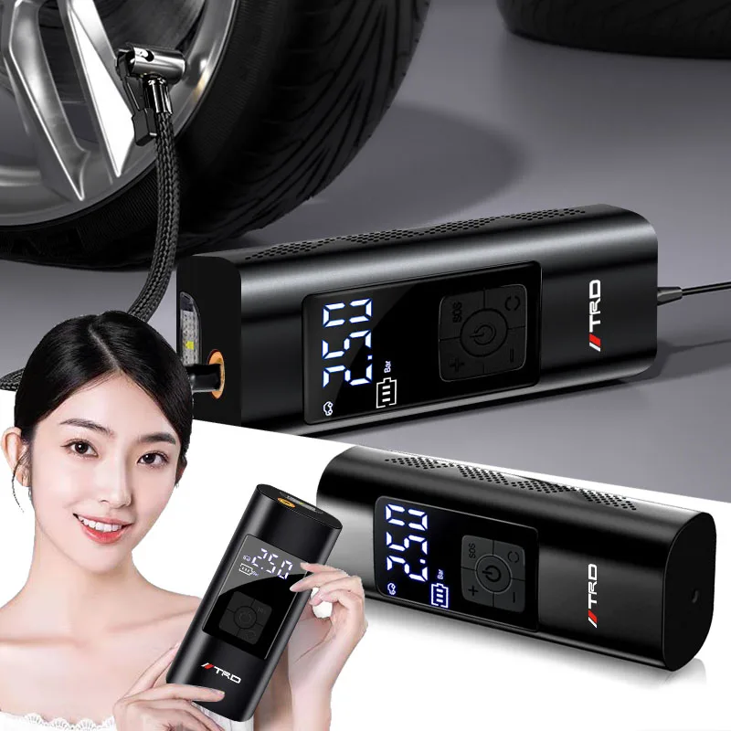 Portable Car Inflation Pump Charging Air Pump Tire Inflator For Toyota TRD Logo RAV4 Levin Reiz Corolla Chr Avensis Yaris
Portable Car Inflation Pump Charging Air Pump Tire Inflator For Toyota TRD Logo RAV4 Levin Reiz Corolla Chr Avensis Yaris