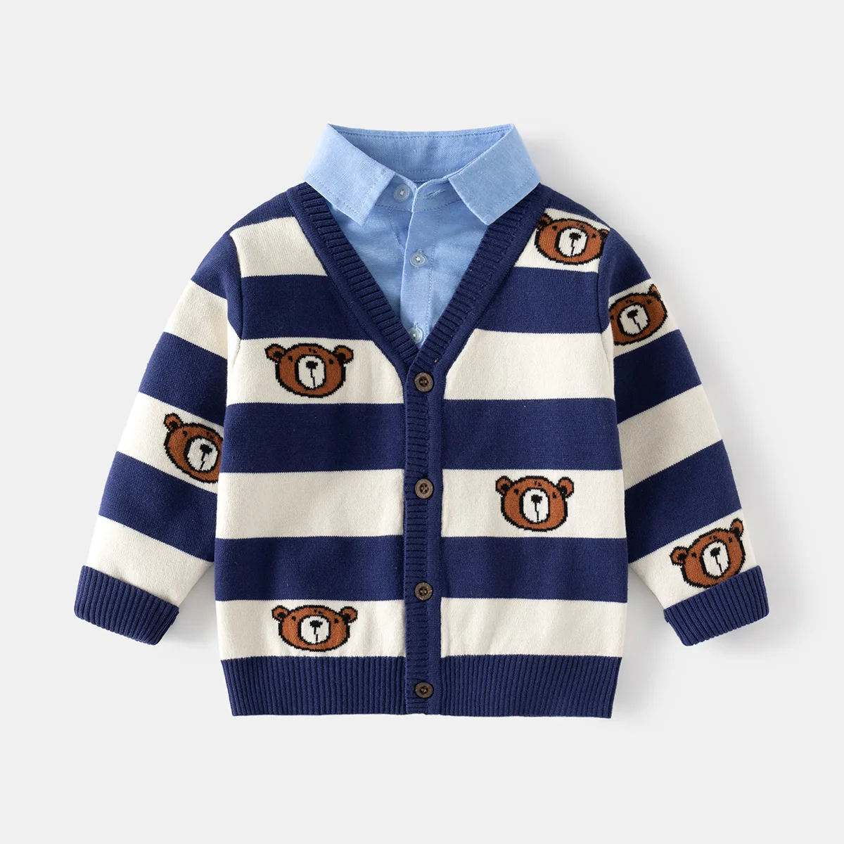 New Kids Casual Cartoon Bear Striped Warm Knitted Lapel Cardigan Sweater Knitwear Baby Boys Autumn Winter Sweaters Cardigans
New Kids Casual Cartoon Bear Striped Warm Knitted Lapel Cardigan Sweater Knitwear Baby Boys Autumn Winter Sweaters Cardigans
