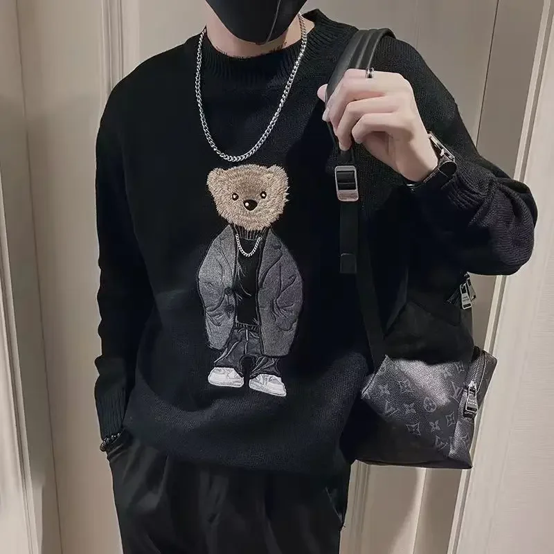 Winter Men's Knitted Sweater O-neck Bear Embroidery Casual Knitwear Inner Lap Pullovers Long Sleeve 2025 Vintage Sweater Jumpers
Winter Men's Knitted Sweater O-neck Bear Embroidery Casual Knitwear Inner Lap Pullovers Long Sleeve 2025 Vintage Sweater Jumpers