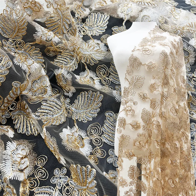 New bone cord embroidered floral apricot lace tulle fabric, used for wedding dresses, gowns, dresses, and clothing fabric
New bone cord embroidered floral apricot lace tulle fabric, used for wedding dresses, gowns, dresses, and clothing fabric