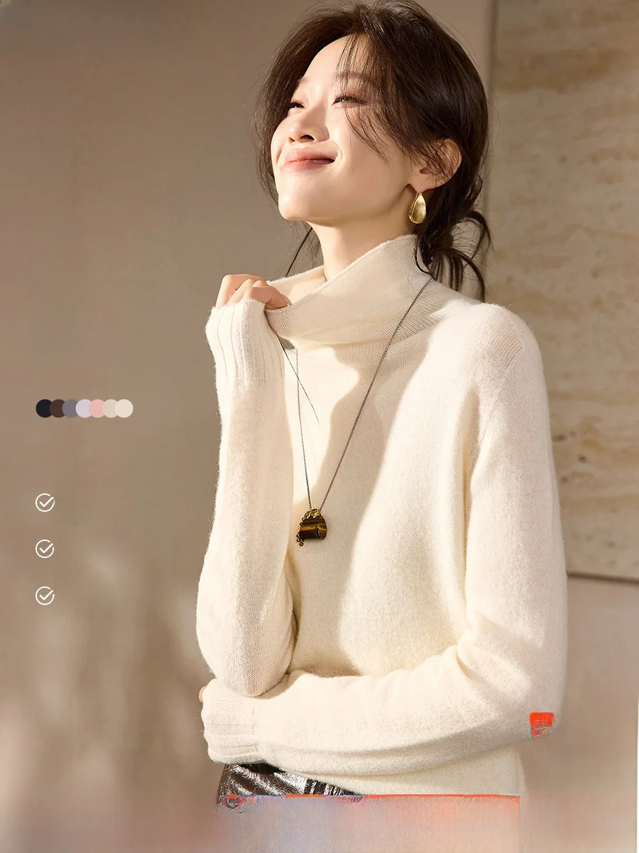 Mo Han Mei 00% Wool Base irt Winter Warm High Ne Slimming Soft Comfortable Women's T-irt Korean Sle Commute Faion
Mo Han Mei 00% Wool Base irt Winter Warm High Ne Slimming Soft Comfortable Women's T-irt Korean Sle Commute Faion