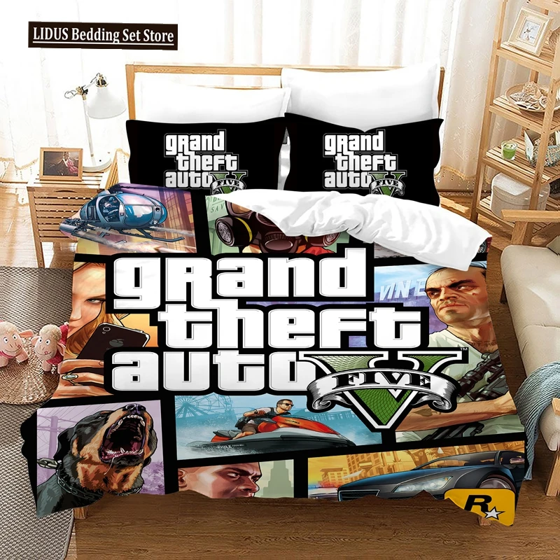 Grand Theft Auto 5 Bedding Set Game Duvet Cover Sets Comforter Duvet Cover Twin Queen King Single Size Dropshipping
Grand Theft Auto 5 Bedding Set Game Duvet Cover Sets Comforter Duvet Cover Twin Queen King Single Size Dropshipping
