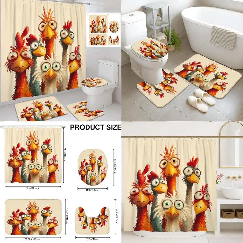 Красочная занавеска для душа с рисунком курицы, весенний тематический декор для ванной комнаты, современный комплект водонепроницаемой ткани 
Красочная занавеска для душа с рисунком курицы, весенний тематический декор для ванной комнаты, современный комплект водонепроницаемой ткани