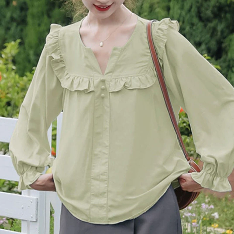 Green Print Sweet Shirt Spring Summer Fashion Blouse 2023 Korean Style Solid Color Shirt Long Sleeve Round Neck Harajuku Shirt
Green Print Sweet Shirt Spring Summer Fashion Blouse 2023 Korean Style Solid Color Shirt Long Sleeve Round Neck Harajuku Shirt