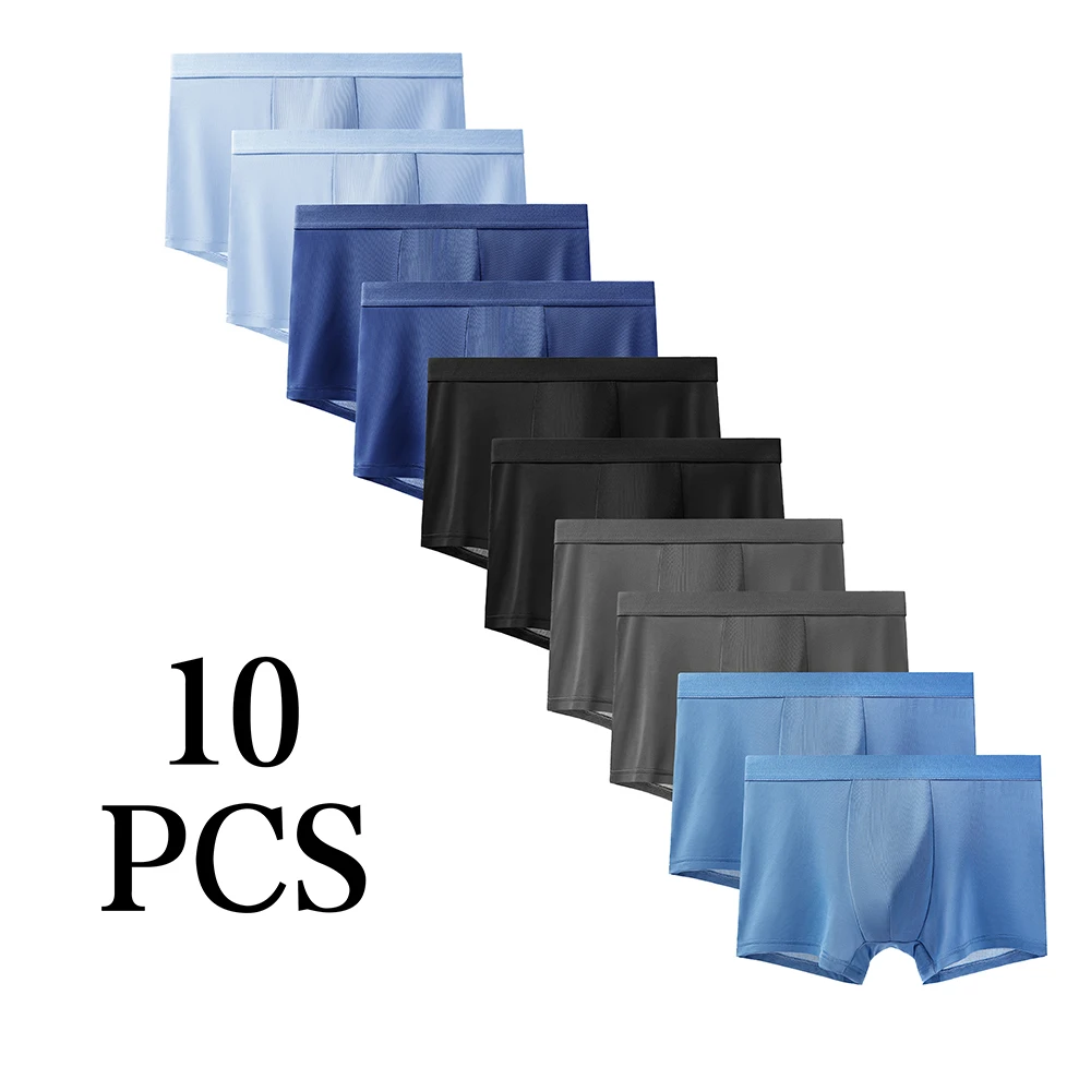 10Pcs Set Of Personalized Solid Color Ice Silk Flat Angle Pants For Summer Breathable And Comfortable Men Fashionable Underwear
10Pcs Set Of Personalized Solid Color Ice Silk Flat Angle Pants For Summer Breathable And Comfortable Men Fashionable Underwear
