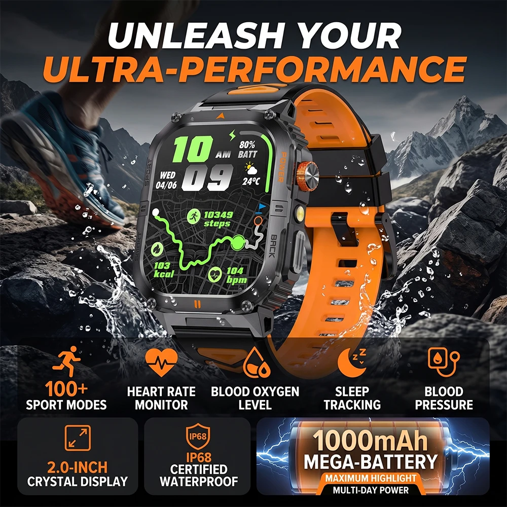 New Rugged Outdoor Smart Watch for Men 1000mAh Battery 1.43'' AMOLED Display IP68 Waterproof LED Flashlight 100+ Sports Modes
New Rugged Outdoor Smart Watch for Men 1000mAh Battery 1.43'' AMOLED Display IP68 Waterproof LED Flashlight 100+ Sports Modes