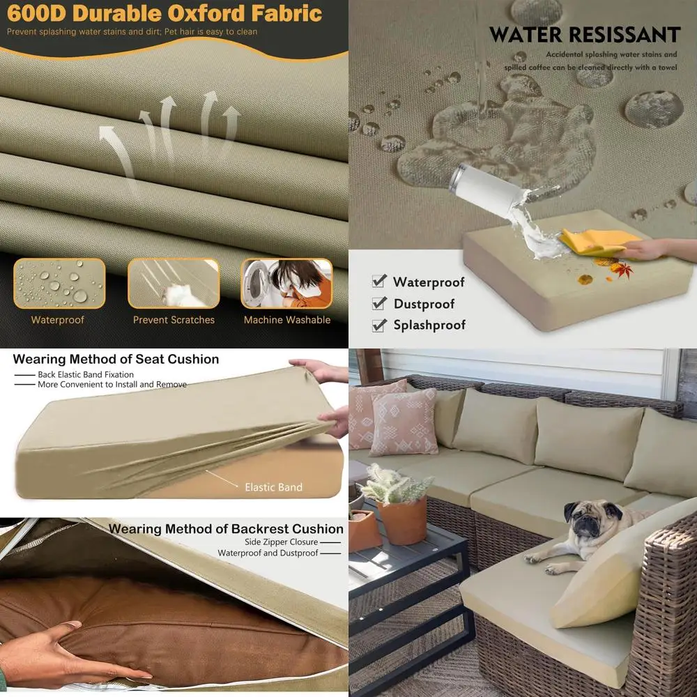 14-Piece Tan Waterproof Patio Sofa Slipcovers Set for 6-Seater Outdoor Furniture, Seat & Back Covers Only
14-Piece Tan Waterproof Patio Sofa Slipcovers Set for 6-Seater Outdoor Furniture, Seat & Back Covers Only