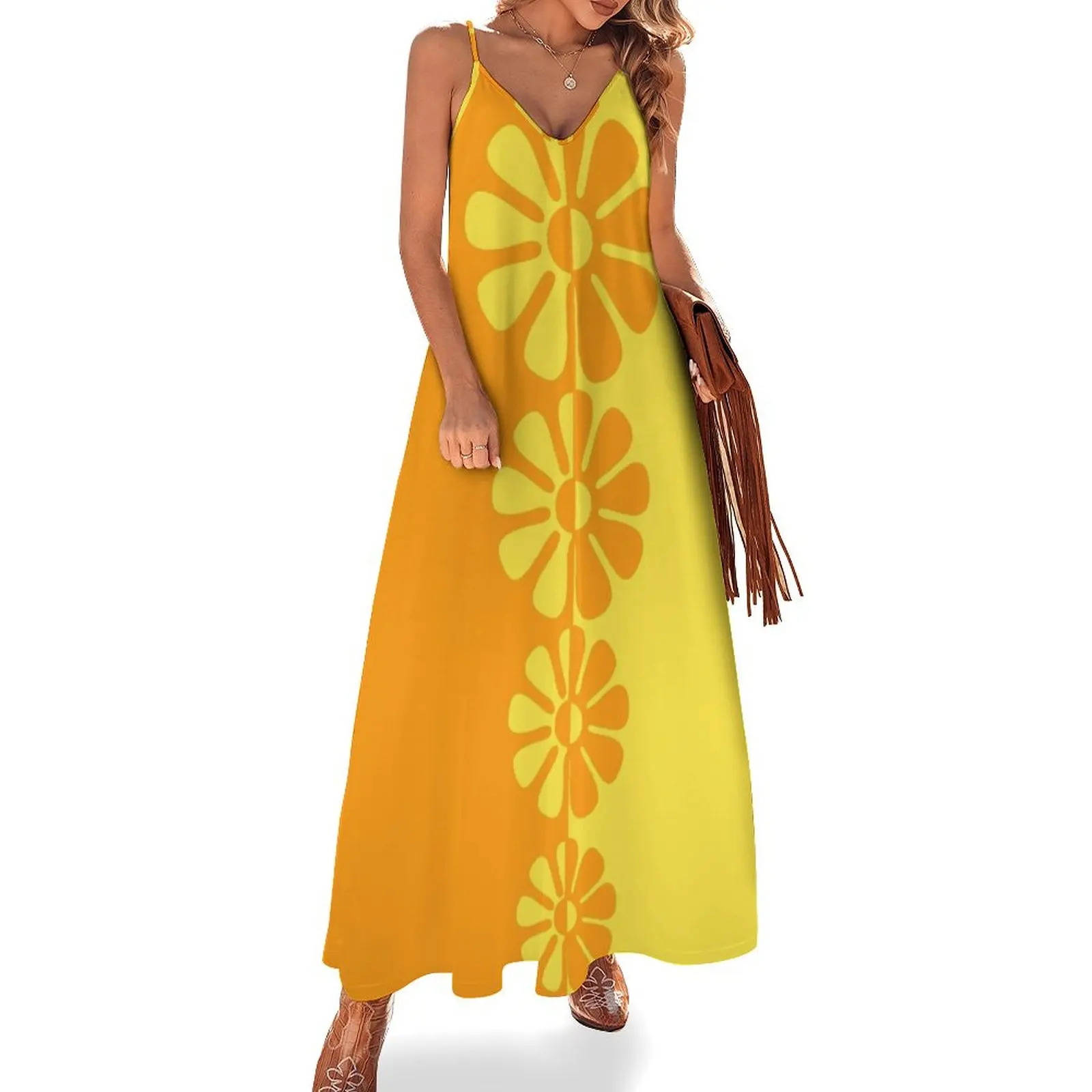 60's Bold Retro Mod Flowers in Orange and Yellow Sleeveless Long Dress chic and elegant evening dress long dress women
60's Bold Retro Mod Flowers in Orange and Yellow Sleeveless Long Dress chic and elegant evening dress long dress women