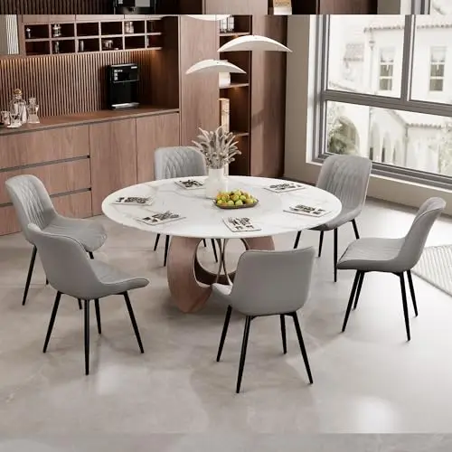 Grey Modern Faux Leather Dining Chairs Set Of 2 With Thick Metal Frame, Wide Cushioned Seat And Backrest, Anti-Slip Adjustable
Grey Modern Faux Leather Dining Chairs Set Of 2 With Thick Metal Frame, Wide Cushioned Seat And Backrest, Anti-Slip Adjustable